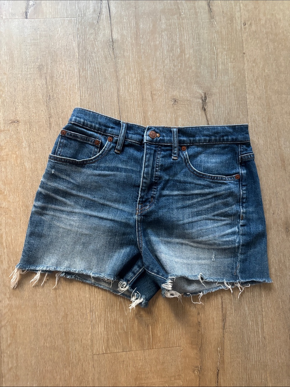 Madewell Distressed Cutoff Denim Shorts in Blue